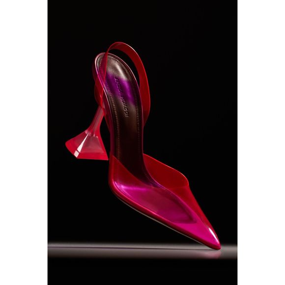 AMINA MUADDI HOLLI GLASS SLING FLUO PINK PVC $780 - Picture 2 of 10